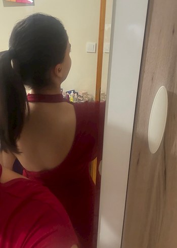 Pull and Bear Bordo Drapeli Midi Saten Elbise