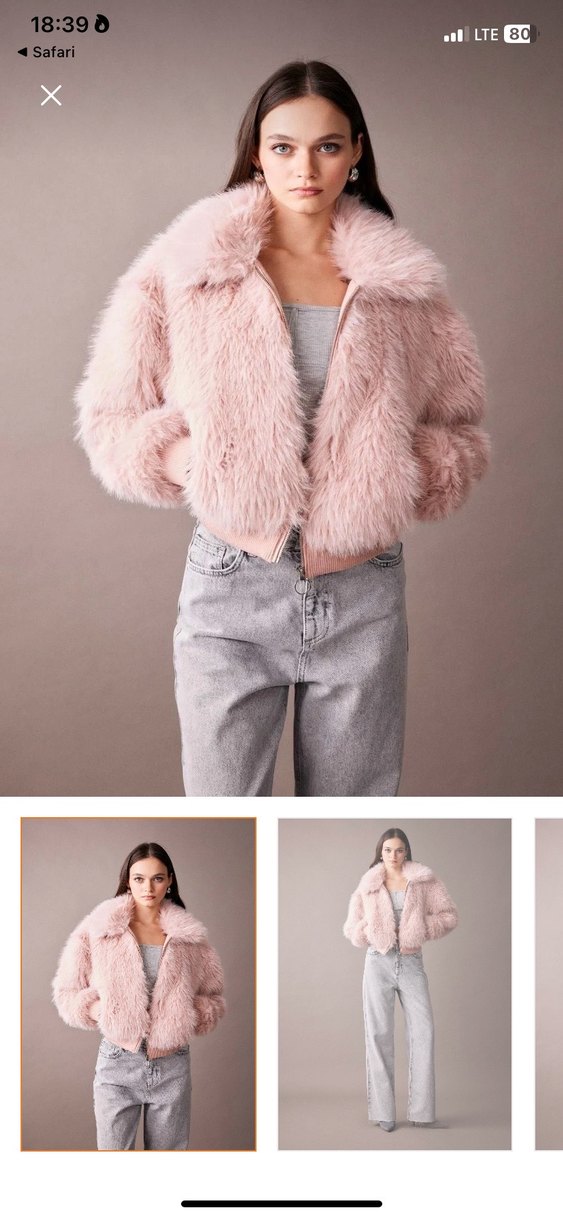 Pembe Tüylü Salaş Midi Mont ceket - Görsel 2