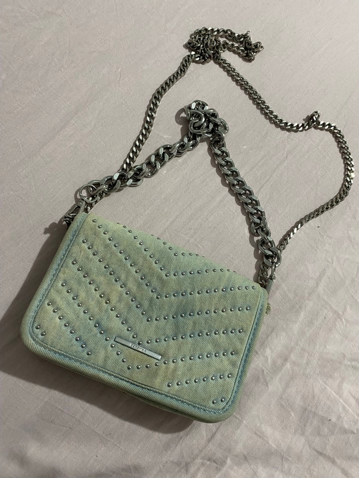 Gri Nakışlı Kot Kadın Clutch Çanta - Görsel 3