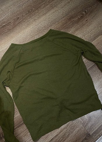 Kadın Haki Uzun Kollu Salaş Bluz - Görsel 2