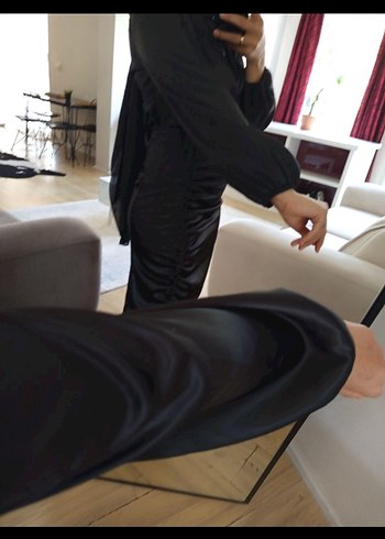 Uzun Siyah Kadın Abiye Elbise - Görsel 6