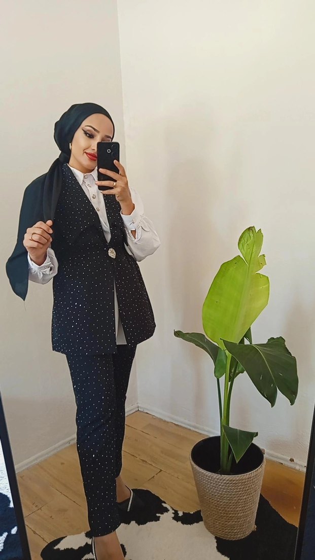 Taş detay Ceket pantolon takım - Görsel 2