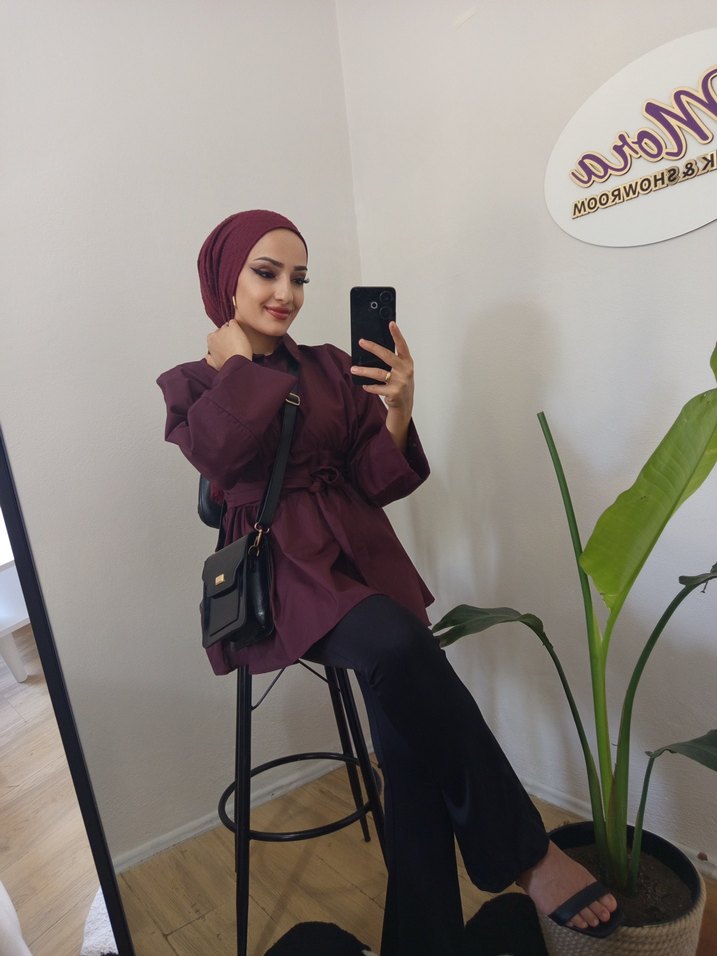 Bordo Tunik Gömlek - Görsel 2