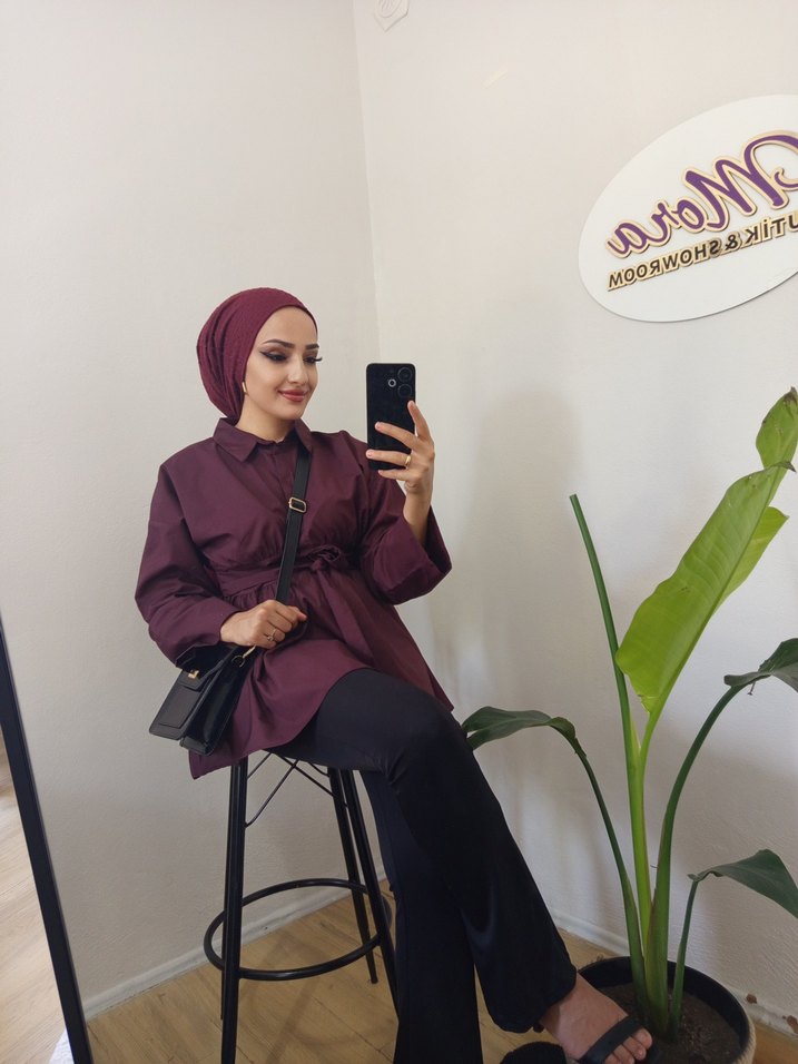 Bordo Tunik Gömlek - Görsel 3