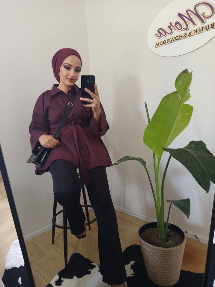 Bordo Tunik Gömlek - Görsel 4