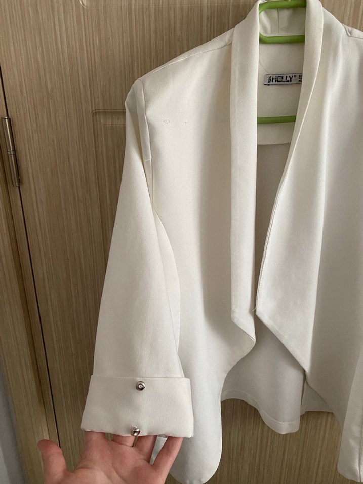 Nelly Beyaz Kadın Keten Blazer Ceket - Görsel 2