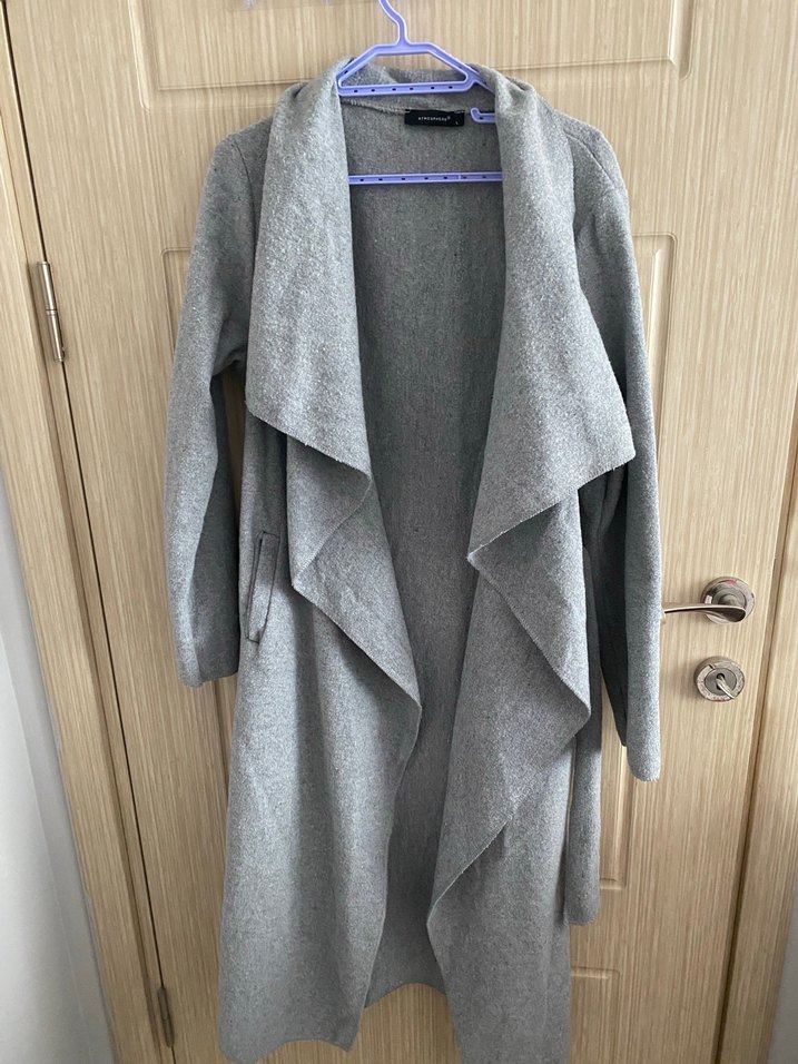 Gri Uzun Kadın Kaban - Görsel 2