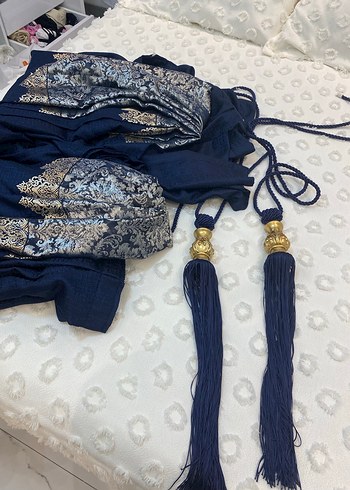 Lacivert sık pile fon perde  braçöller dahildir - Görsel 4