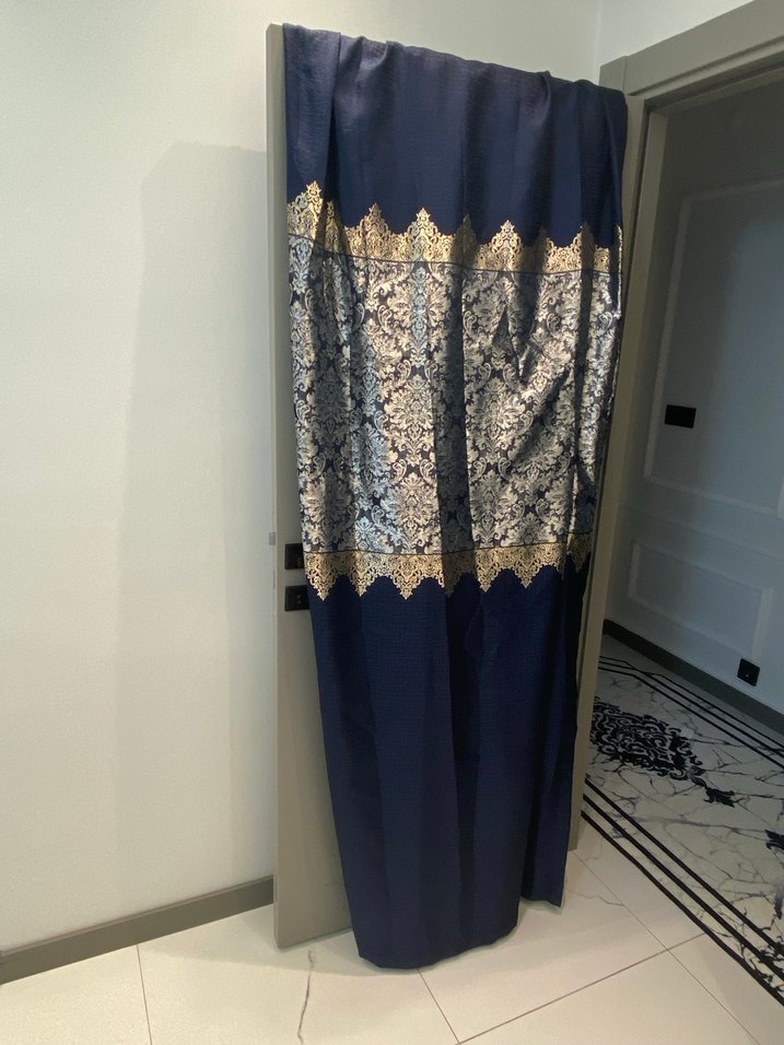 Lacivert sık pile fon perde  braçöller dahildir - Görsel 2