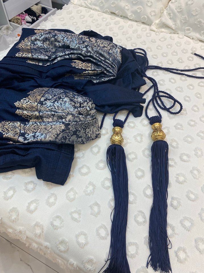 Lacivert sık pile fon perde  braçöller dahildir - Görsel 4