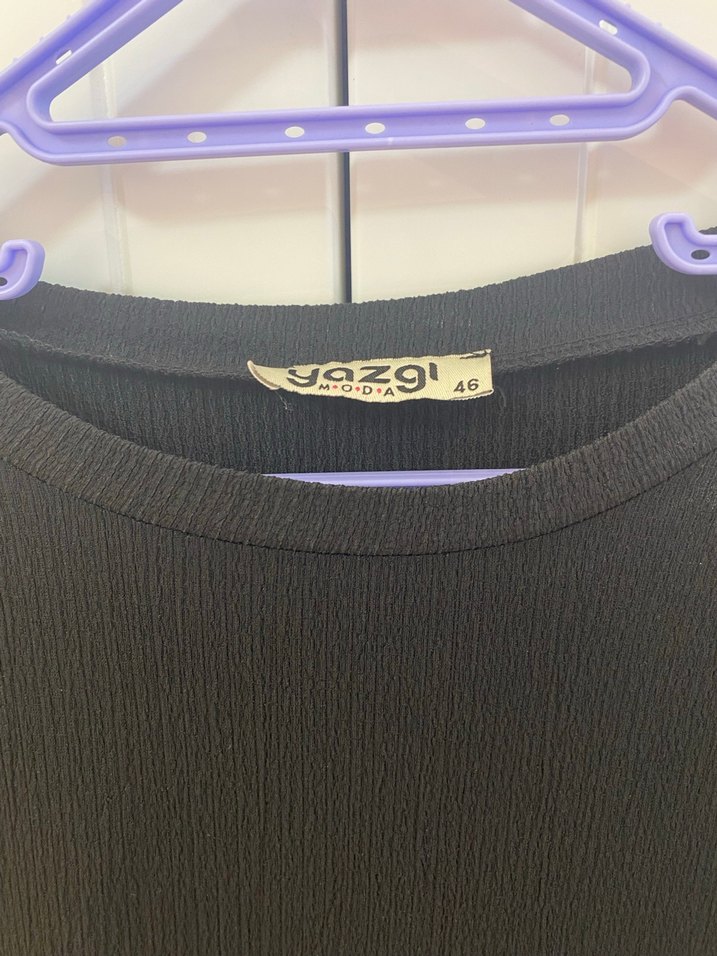 Siyah Uzun Kollu Piliseli Kadın Elbise - Görsel 2