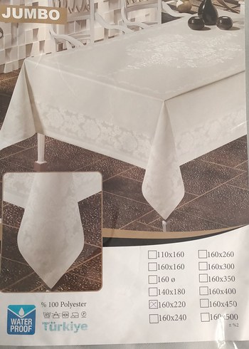 Jumbo Bej Nakışlı Masa Örtüsü 160x220 cm