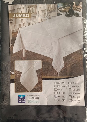 Beyaz Gri Desenli Masa Örtüsü
