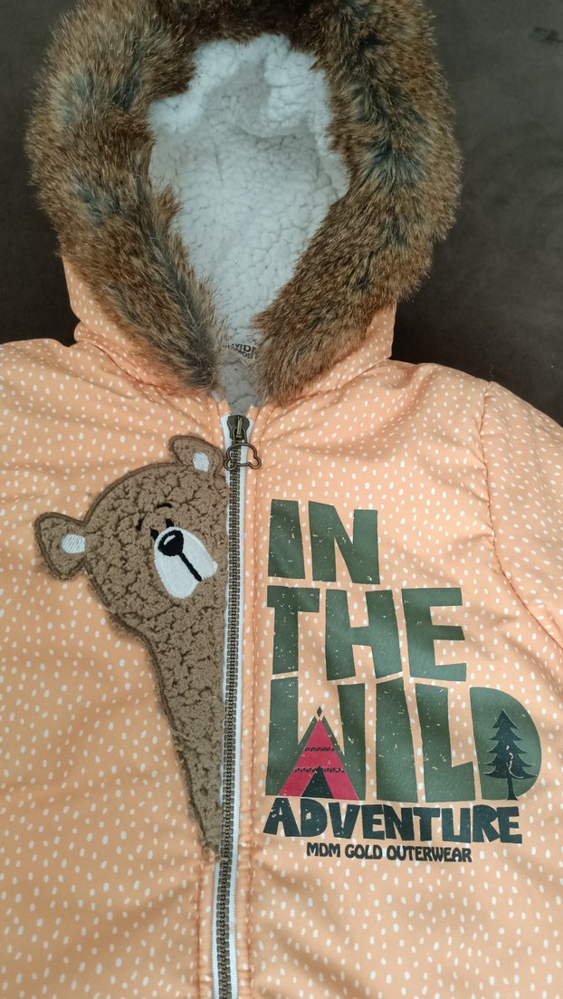 Kürklü Kapüşonlu Kahverengi Bebek Tulumu - Görsel 2