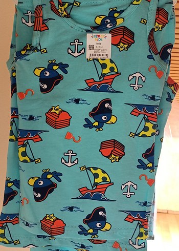 Çocuklar için Renkli Baskılı Mavi Atlet - Görsel 2