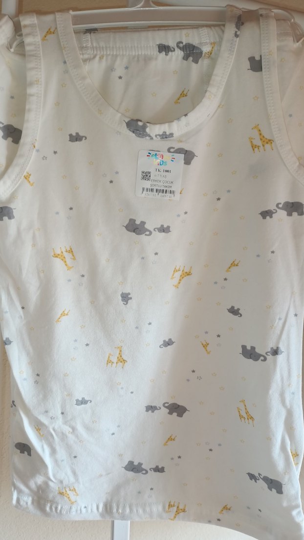 Beyaz Gri Desenli Çocuk Atlet takımı - Görsel 2