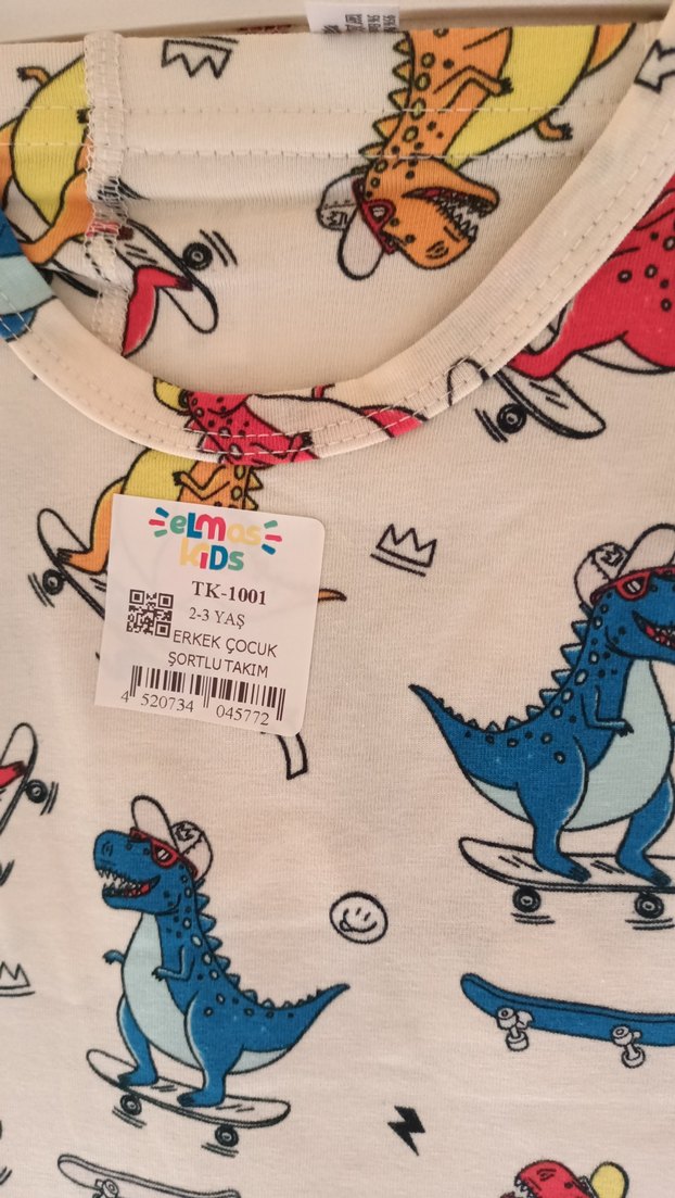 Renkli Baskılı Dinozor Desenli Çocuk Atlet - Görsel 2