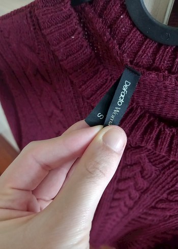 defacto Bordo Örgü Kadın Kazak - Görsel 2