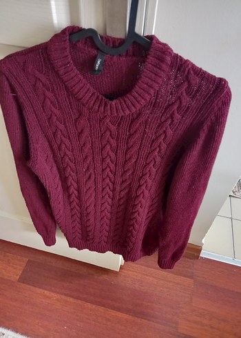 defacto Bordo Örgü Kadın Kazak - Görsel 4