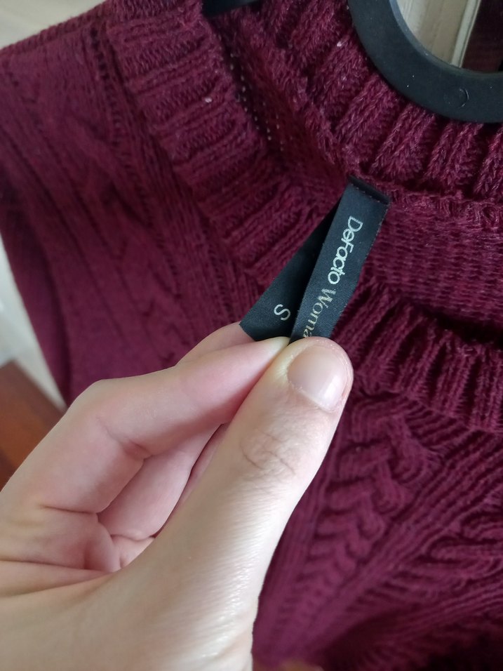 defacto Bordo Örgü Kadın Kazak - Görsel 2