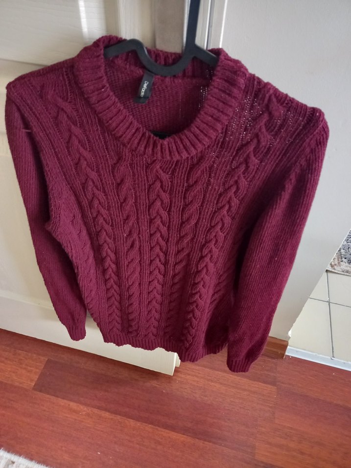 defacto Bordo Örgü Kadın Kazak - Görsel 4