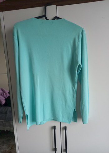 Nakışlı Turkuaz Kadın Triko Bluz - Görsel 3