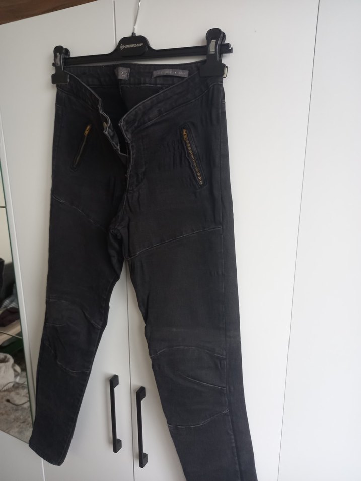 Kadın Siyah Biker Kot Pantolon - Görsel 2