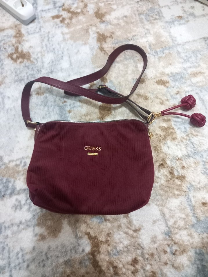 Bordo Süet Guess Kadın Omuz Çantası - Görsel 2