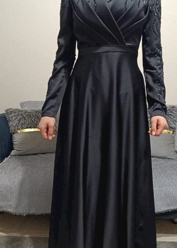 Uzun Kollu Siyah Gotik Abiye Elbise