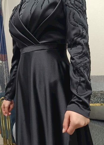 38 Beden Uzun Kollu Siyah Gotik Abiye Elbise