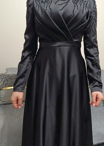 38 Beden siyah Renk Uzun Kollu Siyah Gotik Abiye Elbise