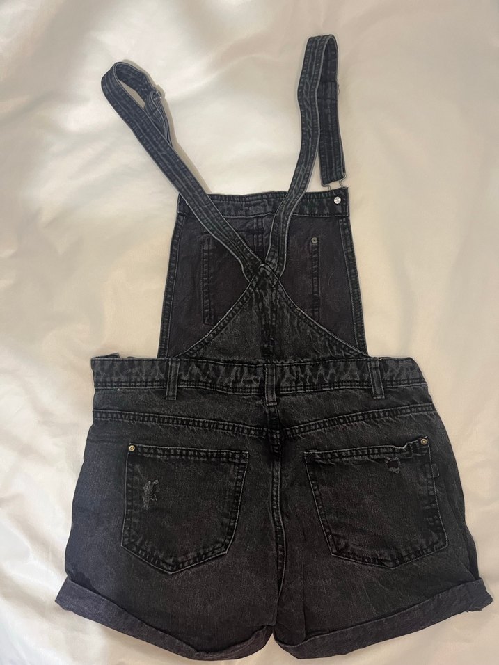 Siyah Kot Askılı Kısa Tulum - Görsel 3