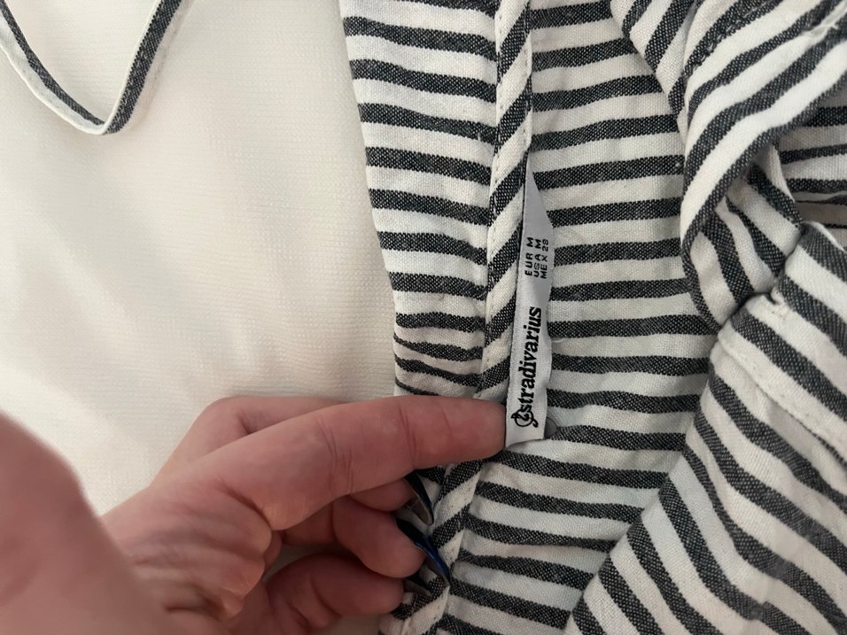 Çizgili Keten Askılı Tulum - Görsel 5