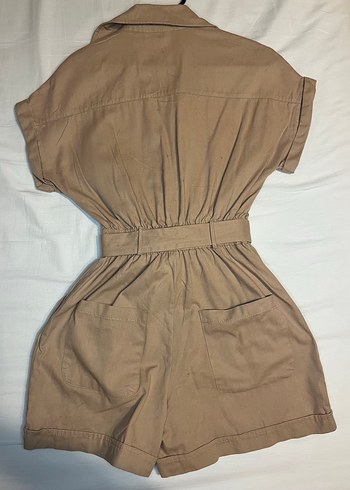 Kemerli Polo Yaka Kısa Kollu Tulum - Görsel 2