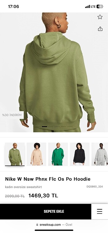 m Beden Nike w nsw phnx flc os po hoodie