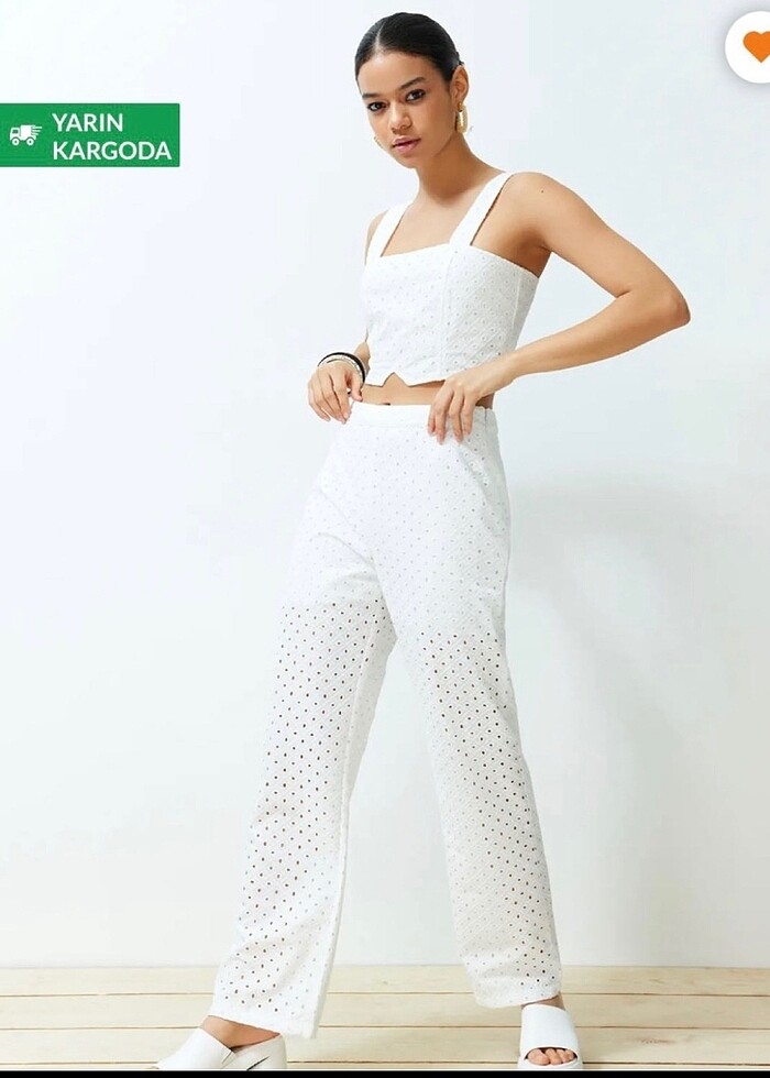 Fistolu Beyaz Pantolon - Görsel 2