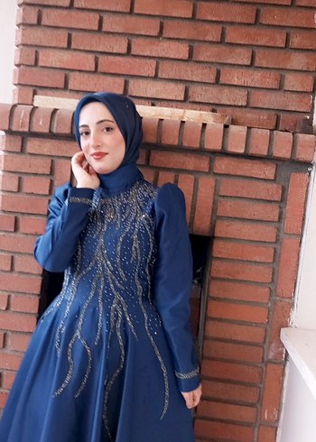 38 Beden lacivert Renk abiye