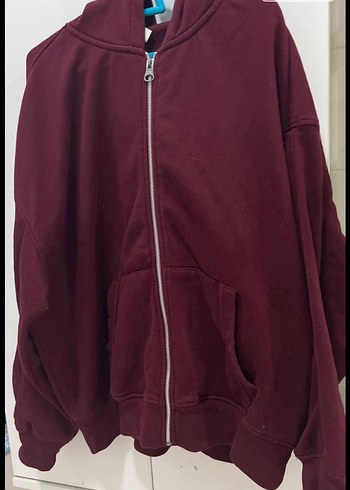 bershka Bordo Fermuarlı Kadın Sweatshirt