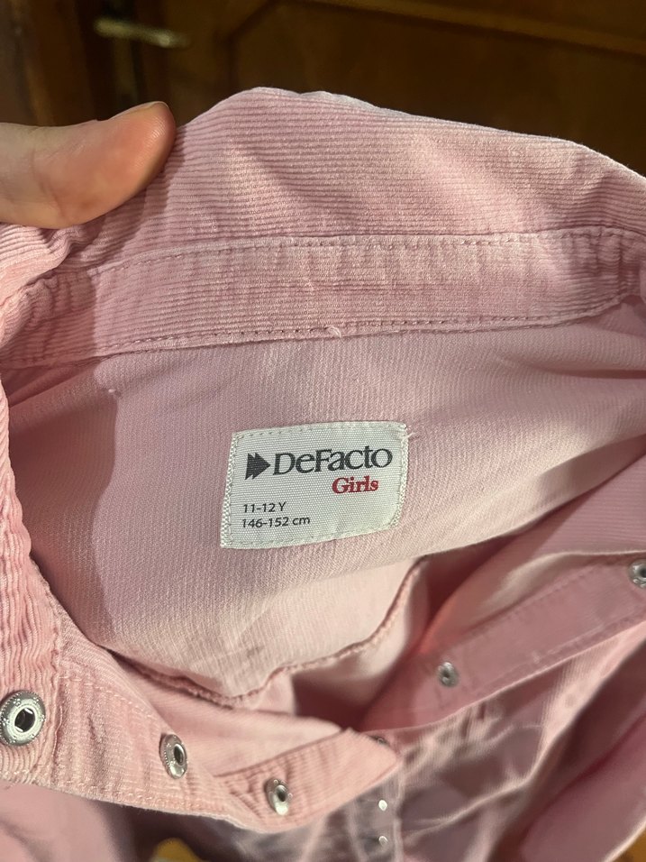 Düğmeli Pembe Keten Kadın Gömlek - Görsel 3