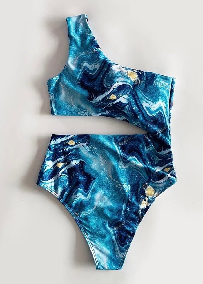 tek omuz desenli mayokini - Görsel 5