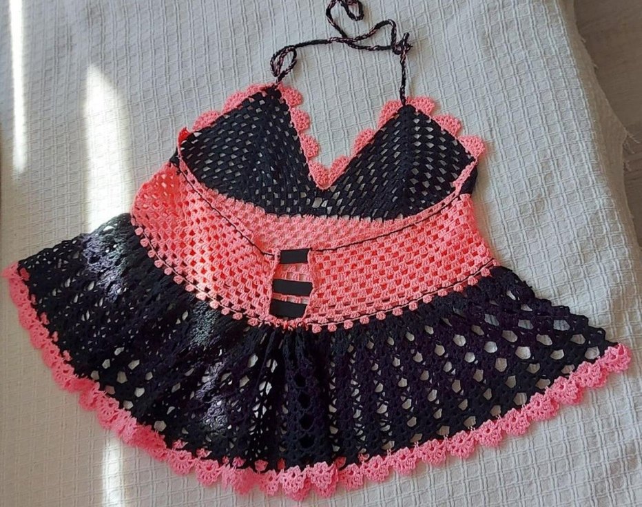 Bohem Çok Renkli Örgü Mini Büstiyer - Görsel 2