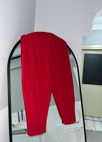 Kadın Kırmızı Uzun Kollu Midi Tunik Takım - Görsel 3