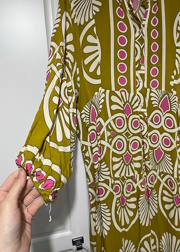 Püsküllü Çok Renkli Bohem Uzun Elbise - Görsel 2