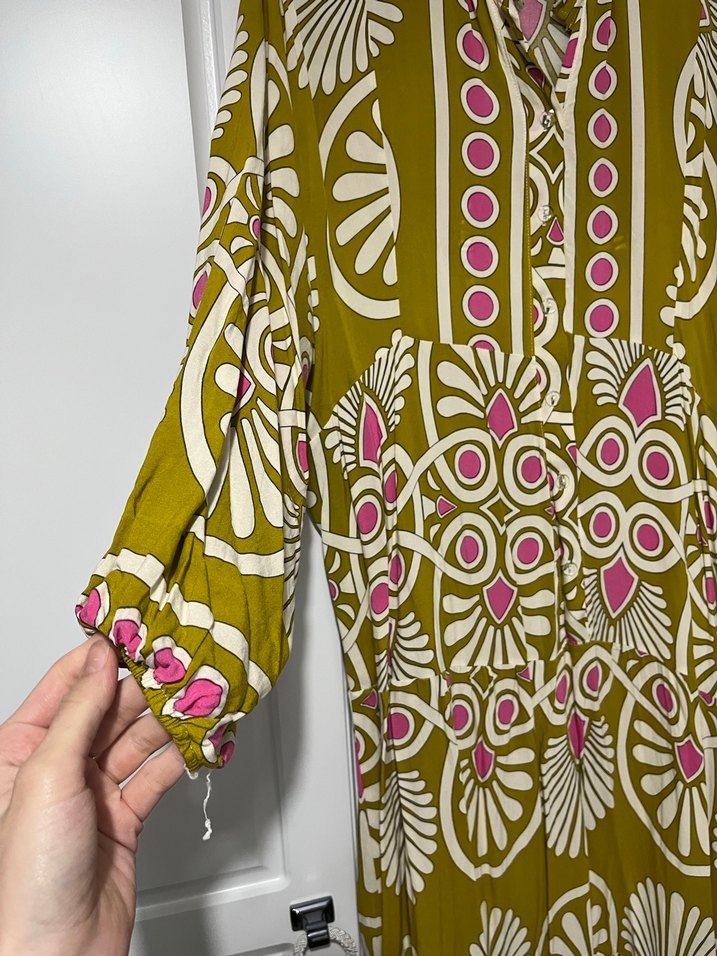 Püsküllü Çok Renkli Bohem Uzun Elbise - Görsel 2