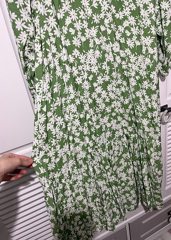 Yeşil Çiçekli Uzun Bohem Elbise - Görsel 3