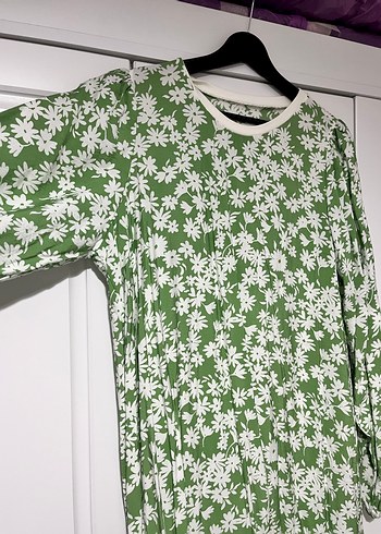 Yeşil Çiçekli Uzun Bohem Elbise - Görsel 2