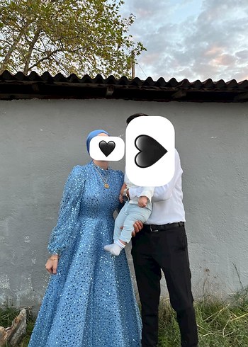 Mavi Uzun Kollu Pileli Nişan Elbisesi - Görsel 4