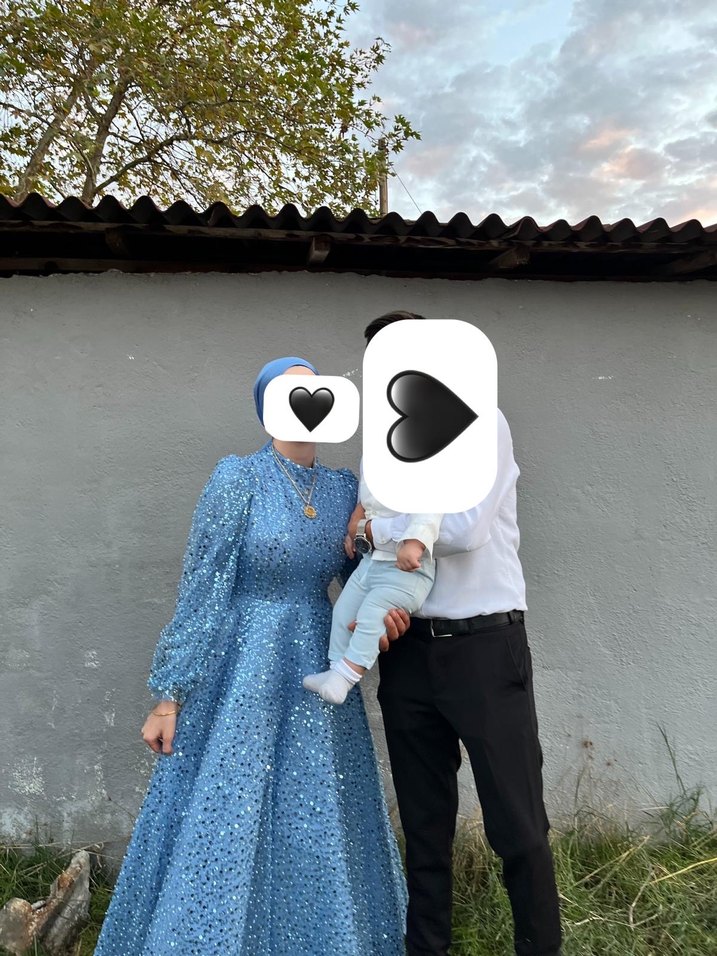 Mavi Uzun Kollu Pileli Nişan Elbisesi - Görsel 4