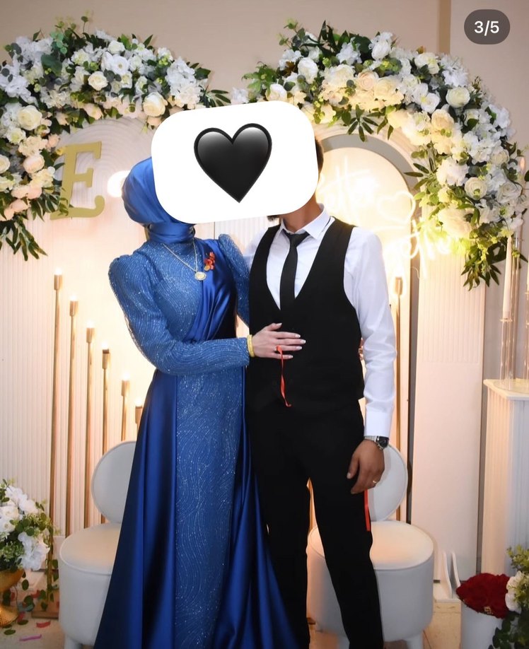 Uzun kacivert Drapeli Düğün Elbisesi - Görsel 2