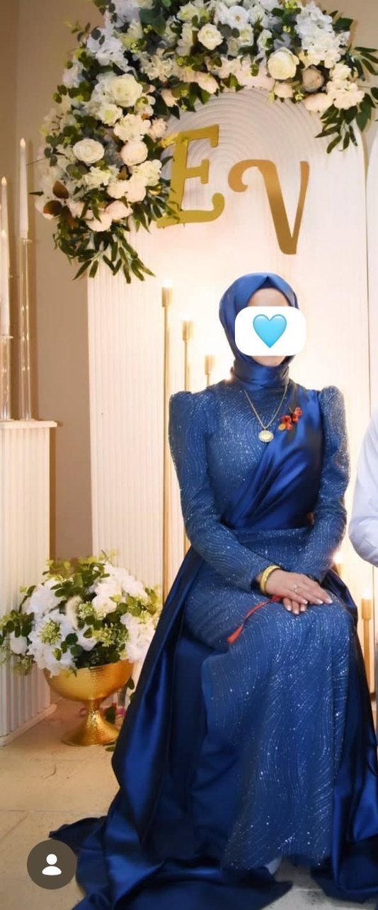 Uzun kacivert Drapeli Düğün Elbisesi - Görsel 3